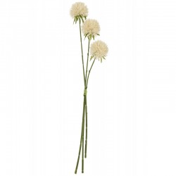3 fleurs d’allium artificielle sur tige en plastique blanc 64x14x9 cm