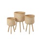 Conjunto de 3 cestas con patas de madera natural 37x37x66 cm