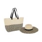 Sac panier et chapeau en papier beige 61x18x43 cm