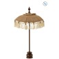 Parasol con flecos y pie de tela beige 52x52x87 cm