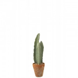 Cactus artificial de 3 ramas en maceta de plástico verde de 14x14x47 cm