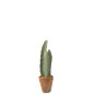 Cactus artificiel 3 branches en pot en plastique vert 14x14x47 cm