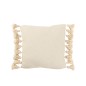 Coussin carré avec floche en coton beige 49x48x16 cm - Coussin d'extérieur