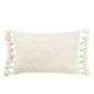 Coussin rectangulaire avec floches en coton blanc 59x38x15 cm - Coussin d'extérieur