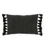 Coussin rectangulaire avec floches en coton noir 59x40x17 cm - Coussin d'extérieur