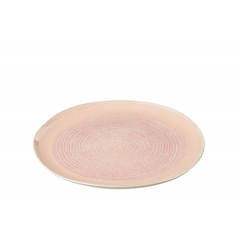 Assiette plate en porcelaine rose 22x22x3 cm