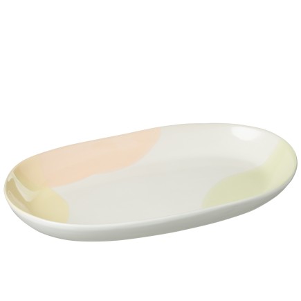 Plat ovale avec tâches en porcelaine multicouleur 37x21x5 cm