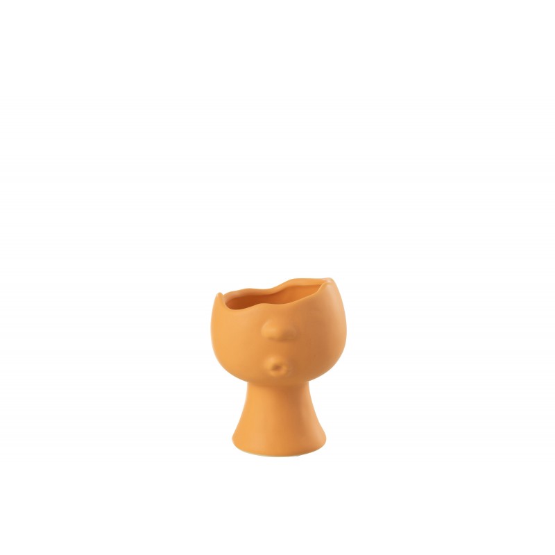 Cachepot de porcelana naranja de 12x11x14.5 cm