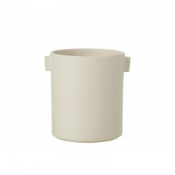 Cachepot de cerámica blanco de 16x14x17 cm
