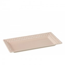 Plato rectangular de cerámica rosa de 32x17x4 cm