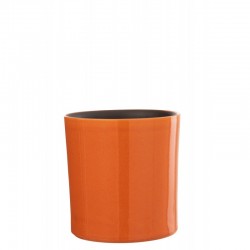 Cachepot en céramique orange 21x21x21 cm
