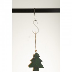 Árbol de Navidad colgante de madera verde 10.5x9.5x1.5 cm