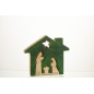 Crèche puzzle maison en bois vert 19x16x4 cm