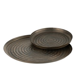 Plateau rond avec bords en métal bronze D60cm