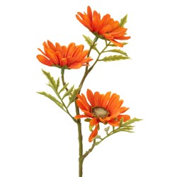 Fleur de paquerette en plastique orange 11x11x45 cm