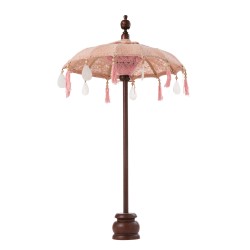 Parasol avec pied et floches en bois saumon 57x57x51 cm