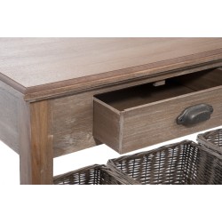 Console avec 2 tiroirs et 3 paniers en bois naturel 120x40x80 cm