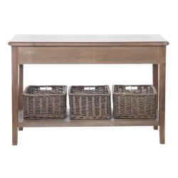 Console avec 2 tiroirs et 3 paniers en bois naturel 120x40x80 cm