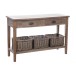 Console avec 2 tiroirs et 3 paniers en bois naturel 120x40x80 cm