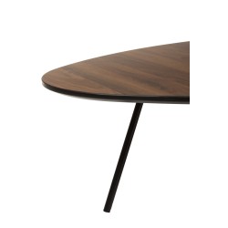 Table de salon arrondie de forme triangulaire en bois de tea tree marron