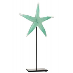 Estrella de mar + pie cristal/metal azul/negro Alt. 42 cm