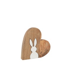 Lapin coeur puzzle en bois blanc 17x2.5x18 cm