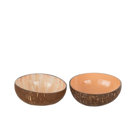 Set de 2 bol noix de coco en bois orange 13x13x6,5cm