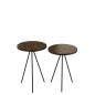 Lot de 2 tables avec cercles en résine marron et noir H50 et 58cm