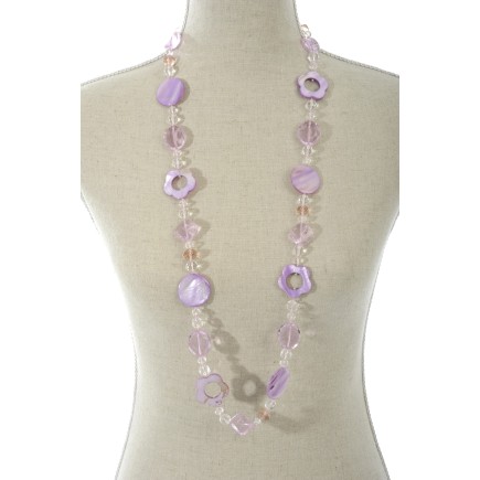 COLLIER CRIST FLEURS NACRE ROSE