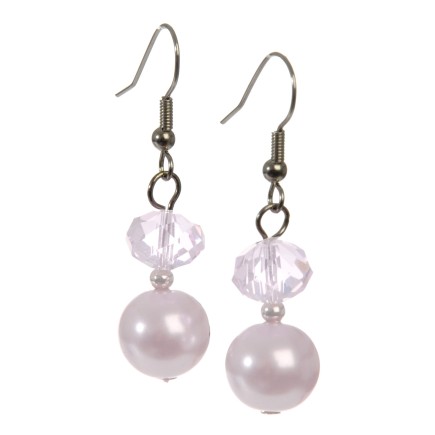 BOUCLE D'OREILLE CRIST+PERLE ROSE CL.