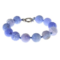 BRACEL.AGATE FACET 14MM BLEU CLAIR