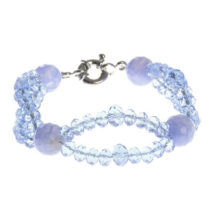 BRACEL. DOUBLE CRISTAL BLEU CLAIR