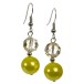 BOUCLE D'OREILLE CRISTAL+PERLE JAUNE