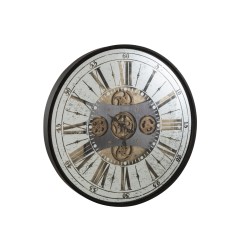 Horloge ronde en métal noir 78x78x8 cm