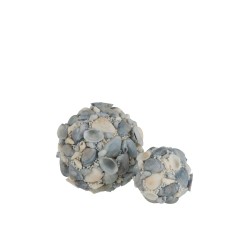 Décoration boule de coquillages thème mer bleu clair 11cm