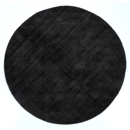 Alfombra redonda de textil negro hecha a mano 150x150x2 cm