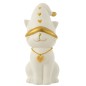 Chat avec bonnet en porcelaine blanc et or 16.2x13.6x29.4 cm