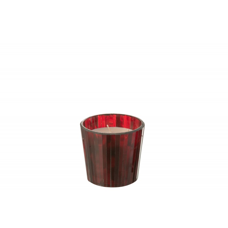 Bougie parfumée 35H dans pot en verre rouge 12x12x11.5 cm