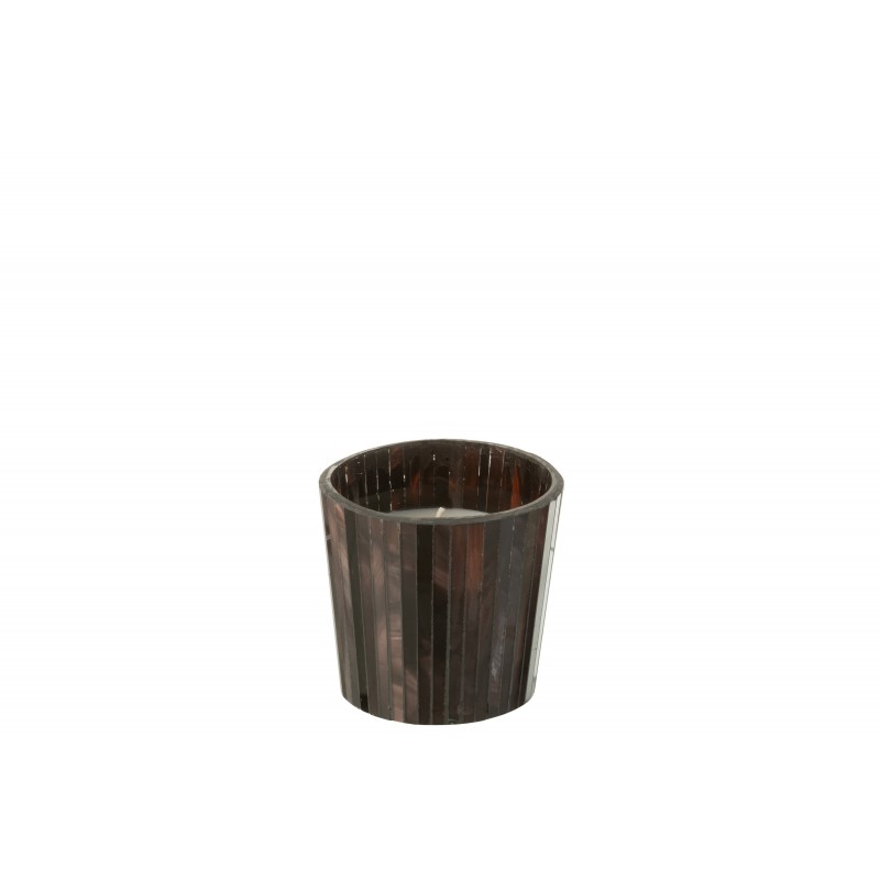 Bougie 35H dans pot en verre marron 12x12x11.5 cm