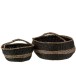 Set de 2 paniers ronds en bois noir 60x60x26 cm