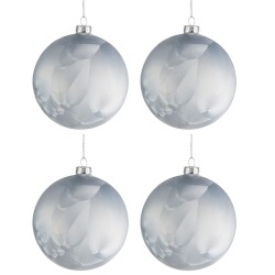 Scatola di 4 palline di Natale in vetro grigio 10x10x10.4 cm