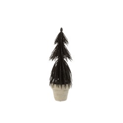 Sapin de Noël décoratif en plastique noir 8x8x23 cm