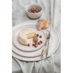 Assiette à dessert ronde avec rebord en céramique crème D20cm