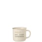 Mug avec message merci en céramique blanche et doré H9.5cm