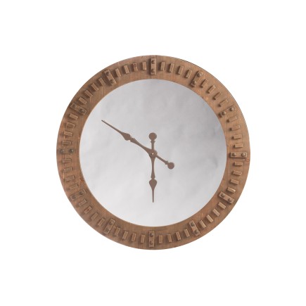 Horloge ronde en bois naturel 119x119x6 cm