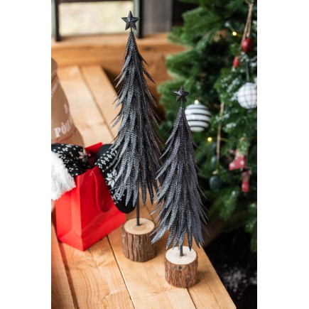 Albero di Natale decorativo a led in vetro - metallo nero 15x15x56.5 cm