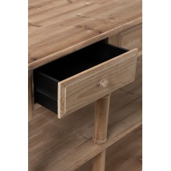 Console 6 tiroirs en bois naturel 131x70x95 cm