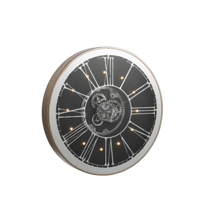 Horloge ronde en bois - métal argent - noir 80x80x10 cm