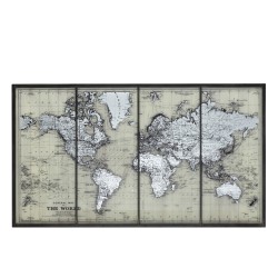 CADRE MAPPEMONDE VERRE GRIS