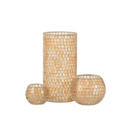 Vase cylindrique mosaiques en verre orange 15x15x29 cm